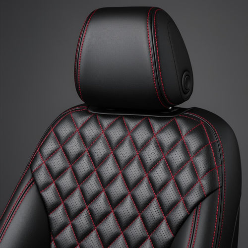 Diamond quilted leather stitching detail