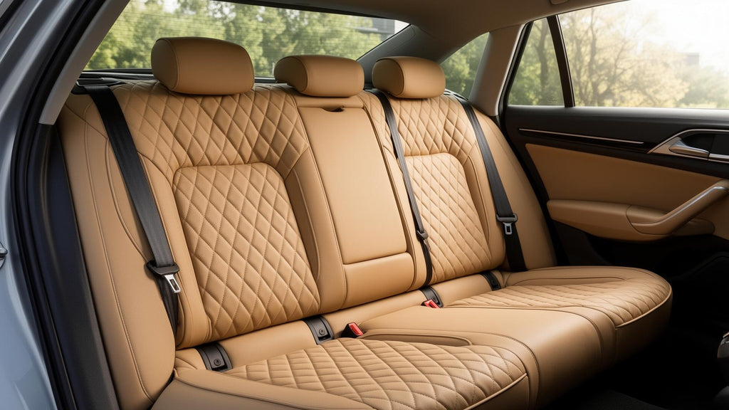 Beige rear bench seat covers